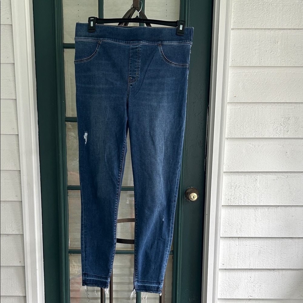 SPANX High Waist Flat Front Dark Blue Skinny Jeans size 1X